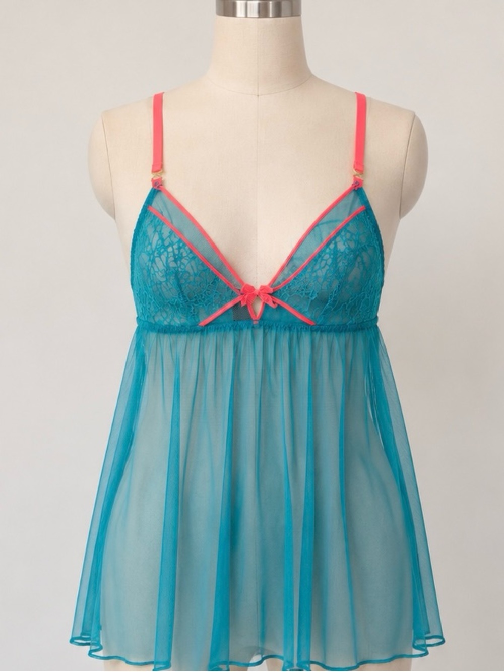 Victoria Secret Teal Sheer Mesh Babydoll Lingerie Size S